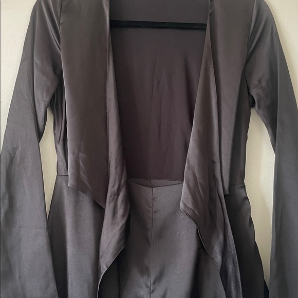 Cotton Candy Black Satin long sleeve shorts romper - Picture 4 of 9